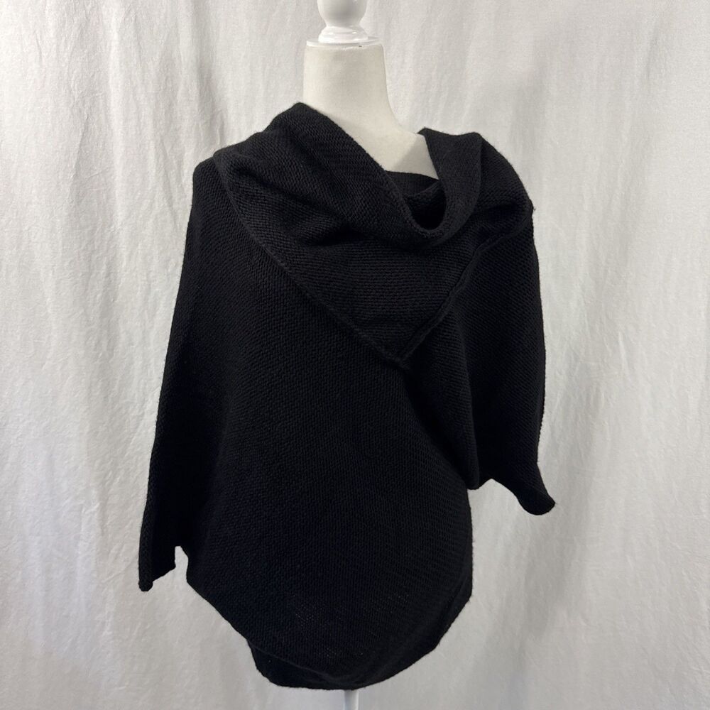 Marcella Palmer Knit Asymmetric Black Sweater Top Womens Sz XL Lagenlook Fall